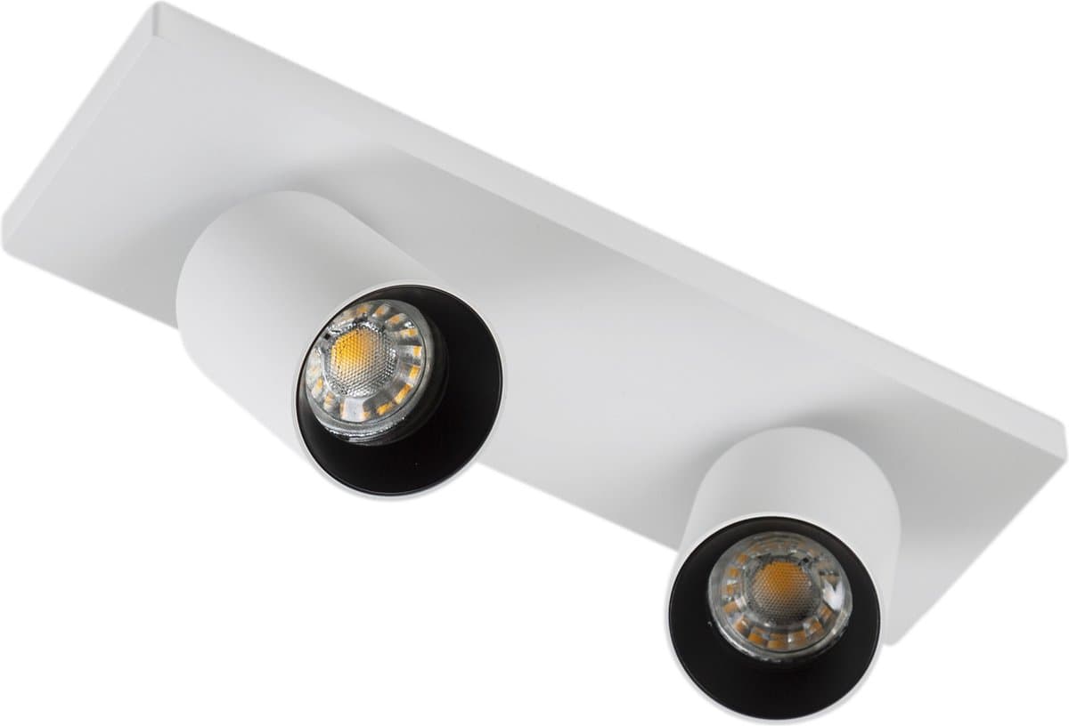 KS Verlichting - plafondlamp - Mila - wit - zwart - 2 spot - GU10 - dimbare lamp - opbouwspot - aluminium