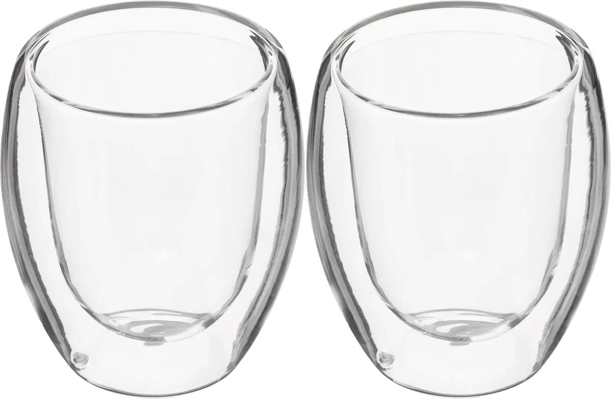 Secret de Gourmet Espressokopjes - 2x stuks - dubbelwandig glas - 70 ml - ristretto kopjes