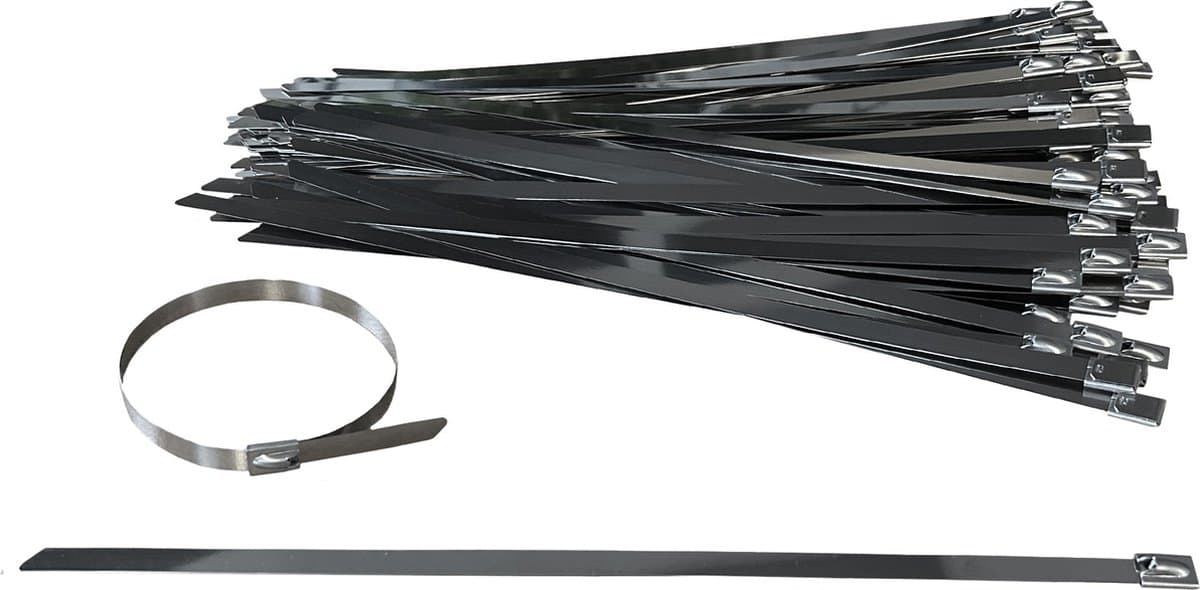Kortpack - RVS Kabelbinders/Tyraps 680mm lang x 4.5mm breed - 100 stuks - Bundeldiameter: 207mm - Treksterkte: 46KG - Temperatuurbereik: -80° C tot + 540° C - (099.0602)