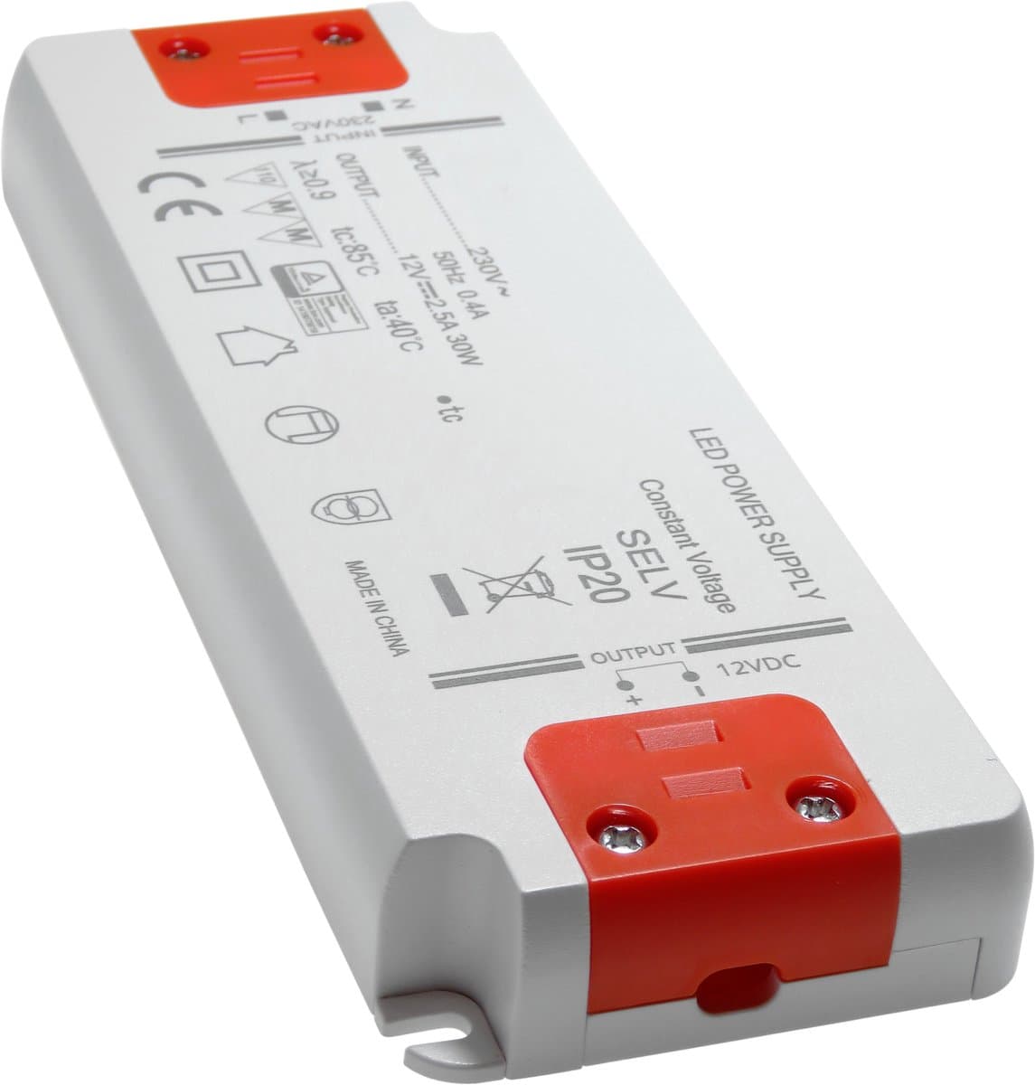 Dparts LED trafo 12VDC - max 30W - voor verlichting - super plat - 12V 230V transformator constante spanning - 2500 mA - 30 watt - 220V naar DC voeding - niet-dimbaar