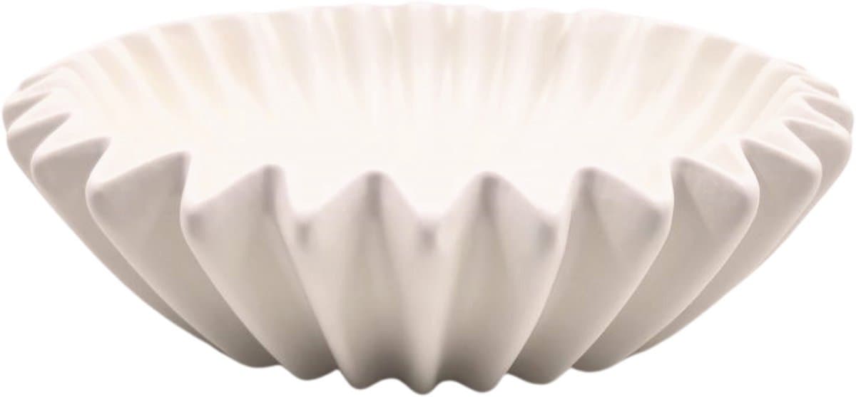 Housevitamin Plissé Schaal – Keramiek – Decoratieve Schaal – Wit – 20 cm