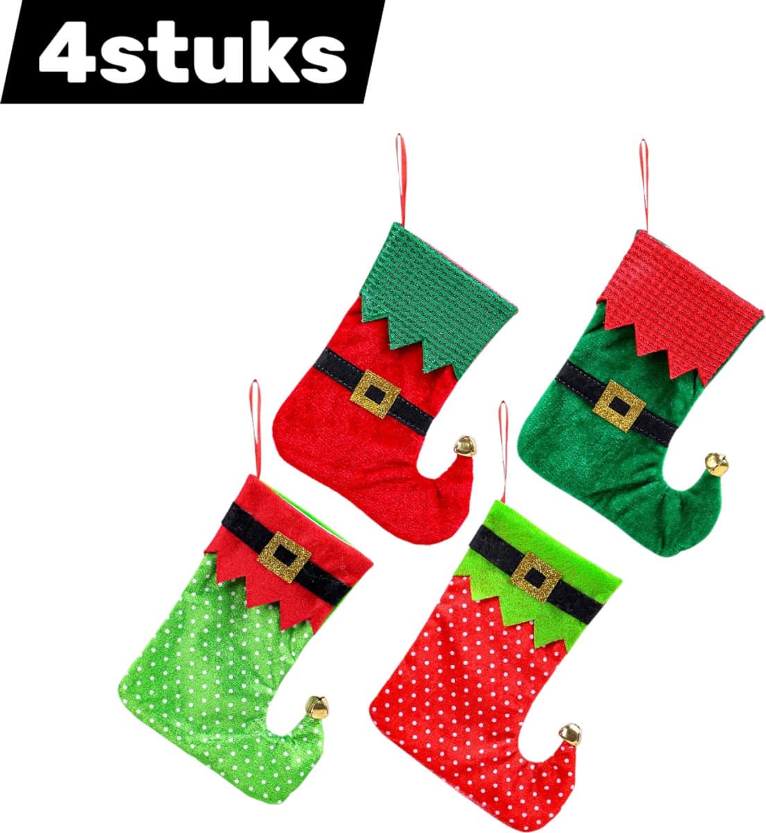 4 - Ornamenten - Kerstgordelkousen - Decoraties - Kerstboomcadeauzakken - Kerstversieringen - Kerstkousen met snoep voor de feestdagen - Gemengde kleuren