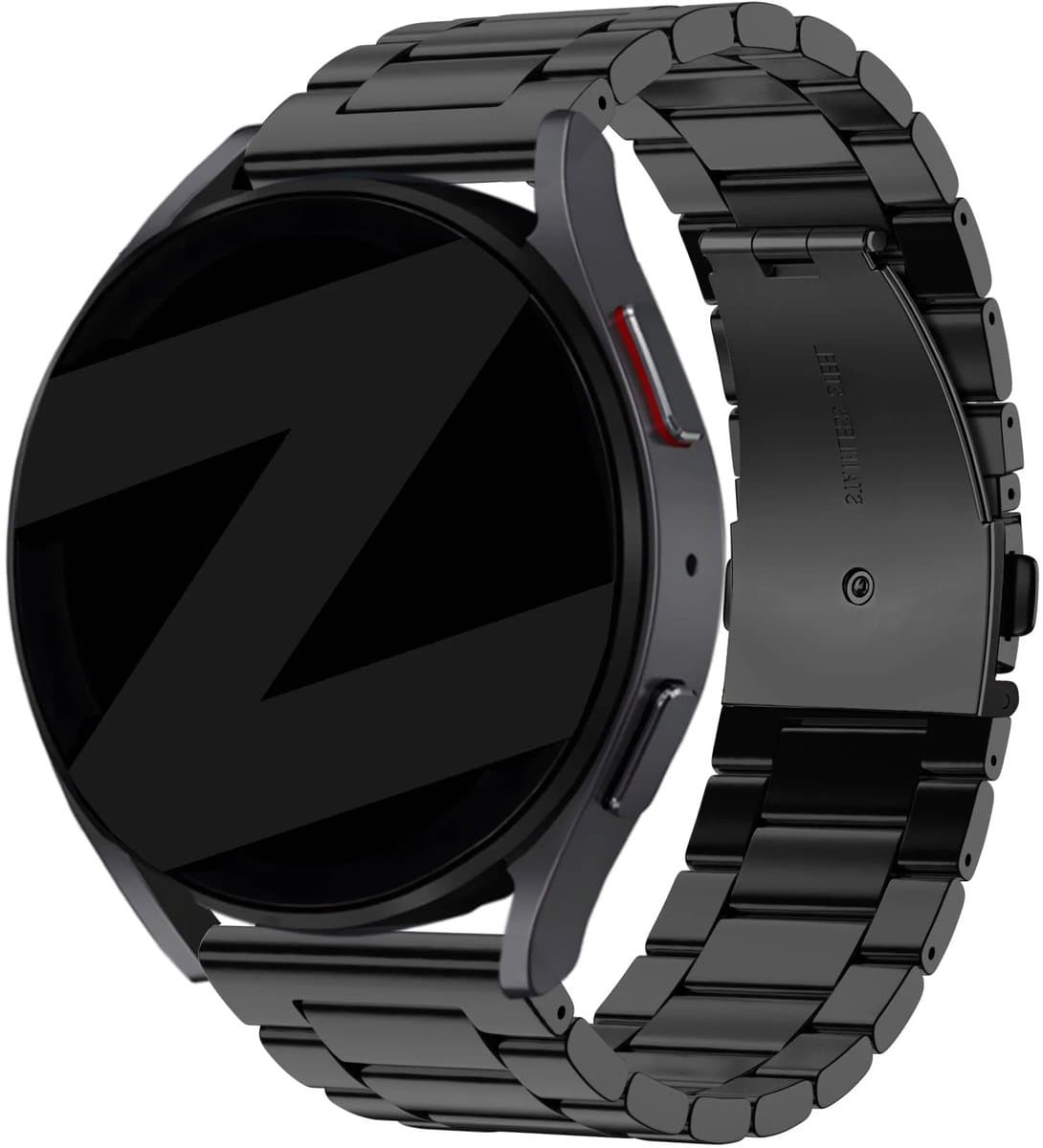 Bandz Stalen band 'Classic' met vlindersluiting & inkortset - geschikt voor Garmin Vivoactive 6 / 5 / 3 / HR / Style / Luxe / Sport / Trend / Forerunner 645 / 245 / 165 / 55 / Approach S12 / S40 / S42 / S44 / S50 / Venu SQ / SQ2 (zwart)