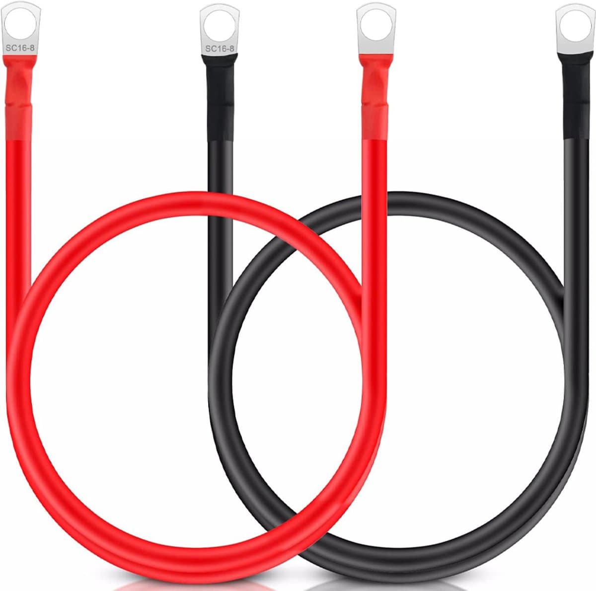 OUYLAF kabel - accukabel - 2 x 12 V M8 accukabel - 16 mm auto-accukabel - 5AWG - 50cm - 12 V sterke accukabel - voor motorfiets, zonne-auto-accu