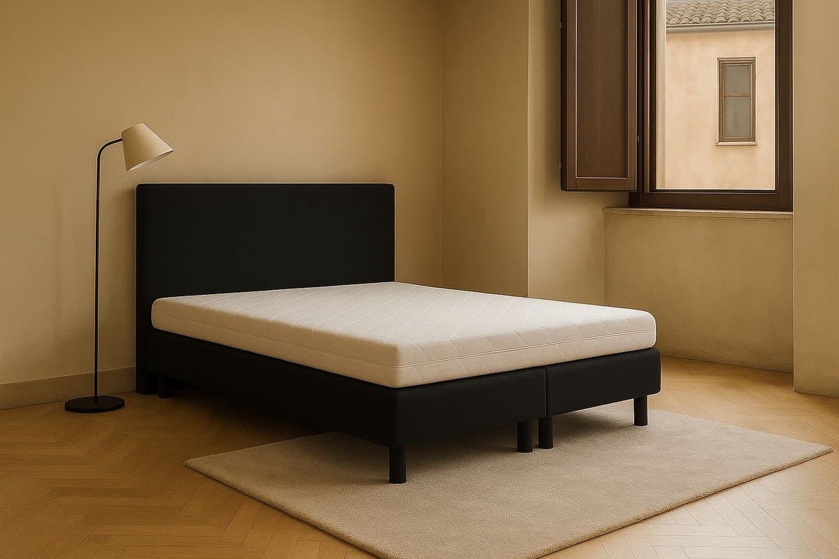 Boxspring Vendita vlak 170x190 cm Luxe Pocketvering Stof zwart Gratis 2x Hoofdkussens
