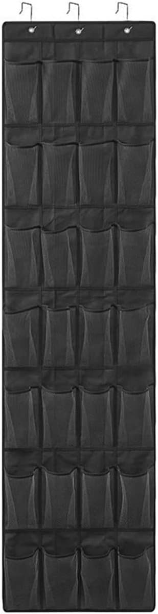Hangende Schoenenorganizer met 28 Grote Zakken en Metalen Haken - Zwart Mesh - Schoenenopberger voor Heren en Dames