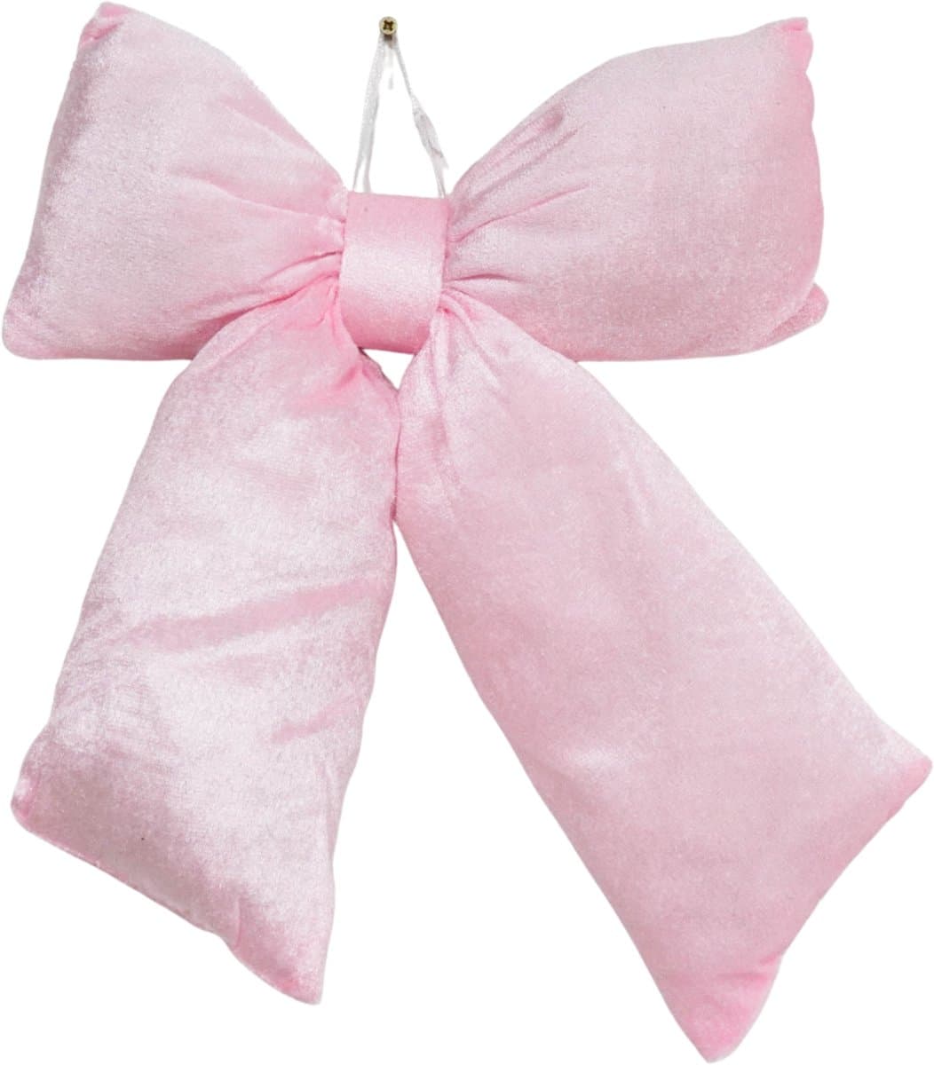 Housevitamin - Kerst Decoratie - Strik - Licht Roze - Fluweelachtig - 32x40cm