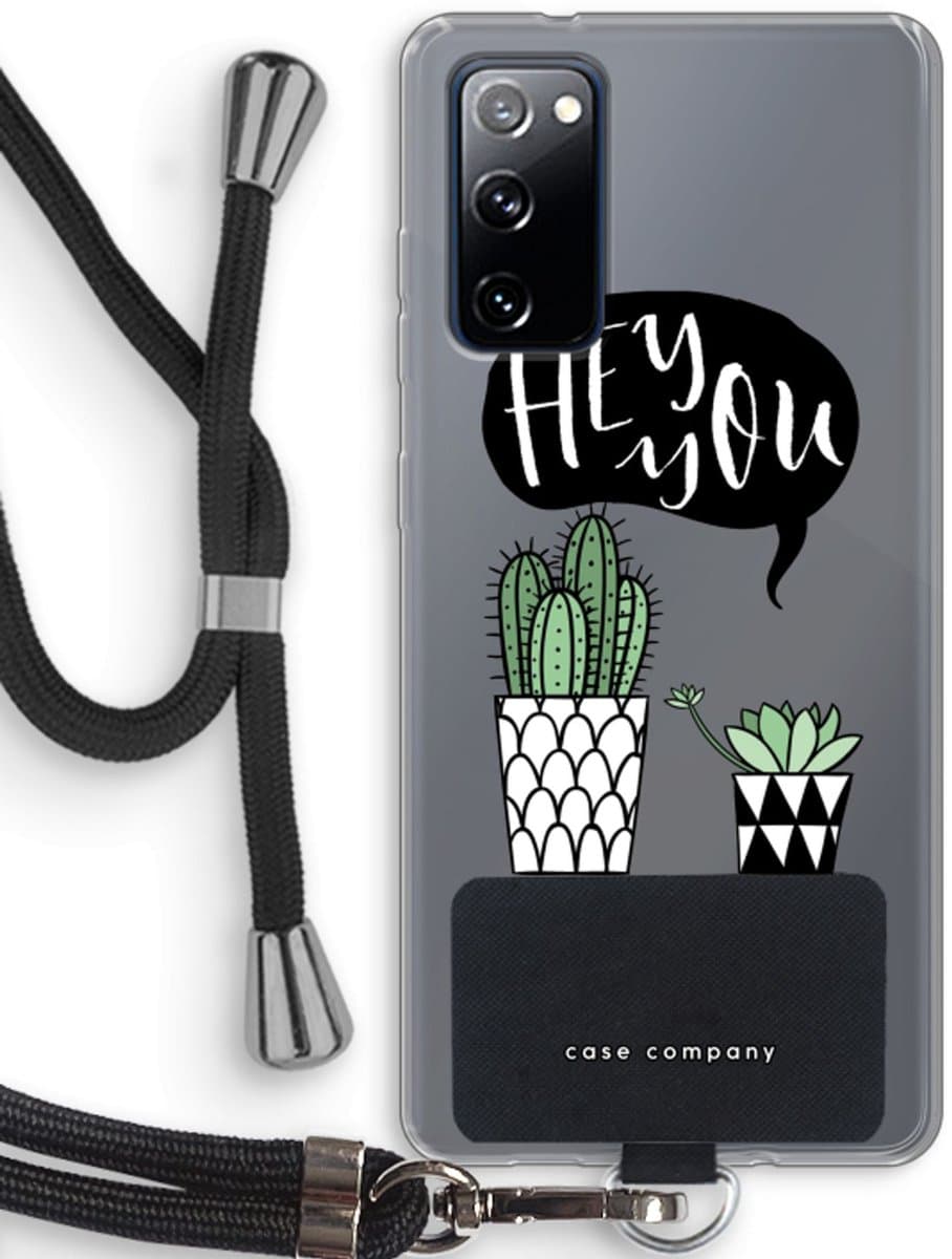 Case Company® - Hoesje met koord geschikt voor Samsung Galaxy S20 FE / S20 FE 5G hoesje met Koord - Hey you cactus - Telefoonhoesje met Zwart Koord - Bescherming aan alle Kanten en Over de Schermrand