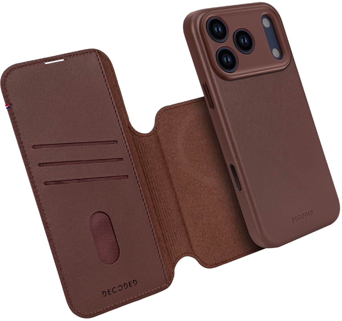 DECODED 2-in-1 Leren Detachable Wallet Hoesje Geschikt voor iPhone 17 Pro - Magnetisch Afneembaar - met Pasjeshouder - Premium ECCO Leer - Geschikt voor MagSafe - Bruin