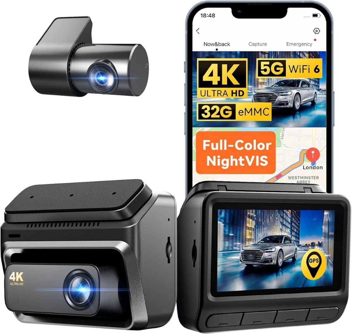 Dashcam voor auto voor en achter – Dual dashcam – Voor- en achtercamera – Autocamera – Full HD dashcam – Dashcam met nachtzicht – Dashcam met bewegingssensor – Groothoeklens – Parkeermodus – Loop recording – Dashcam met SD-kaart