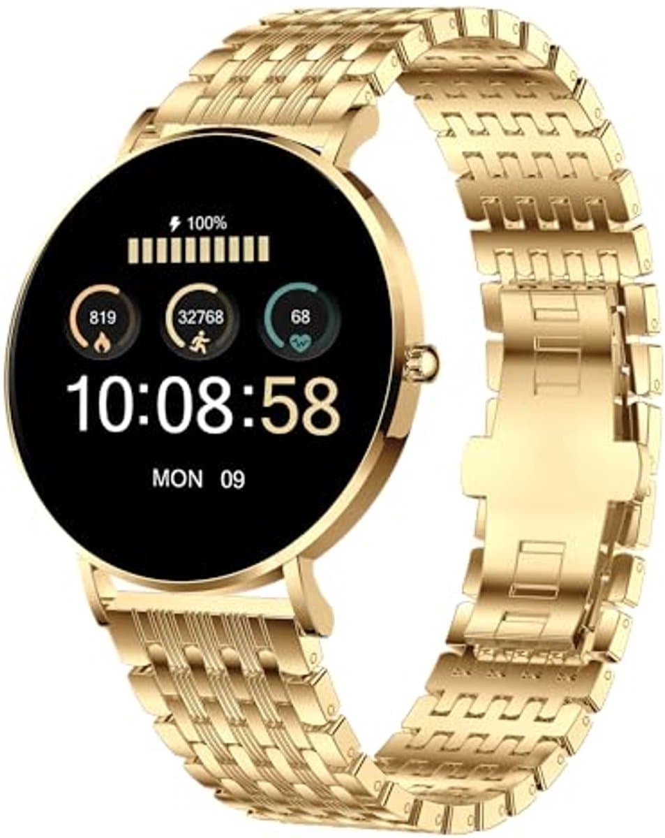 Elegante Smartwatch met 1,3 inch AMOLED Scherm, Waterdicht, Gezondheidsmonitoring en 21 Sportmodi