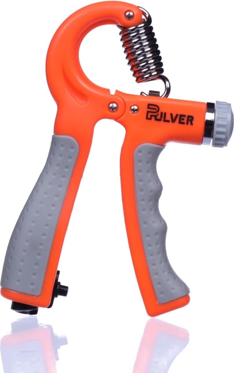 Pulver -Handtrainer 10 to 60kg met Vingertrainer - Handknijper- Knijphalter - Armtrainer – Gewichten - Hand knijper set - Handgripper - Hand gripper - grip - Onderarm trainer - Buigveer – Grip Trainer - Vinger - Hand spier - Fitness - Oranje