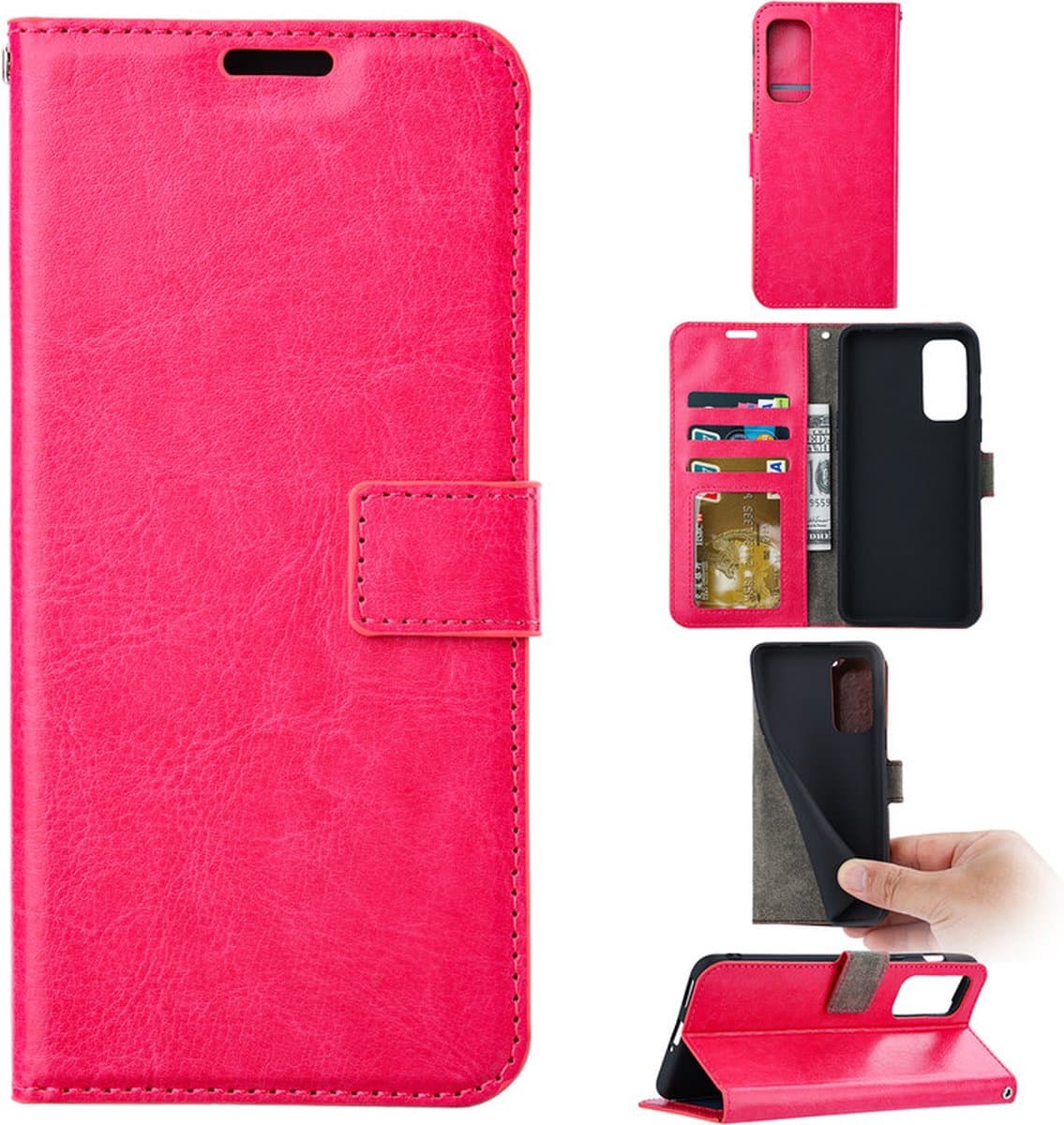 Samsung Galaxy A72 Telefoonhoesje - Bookcase - Ruimte voor 3 pasjes - Kunstleer - SAFRANT1 - Roze