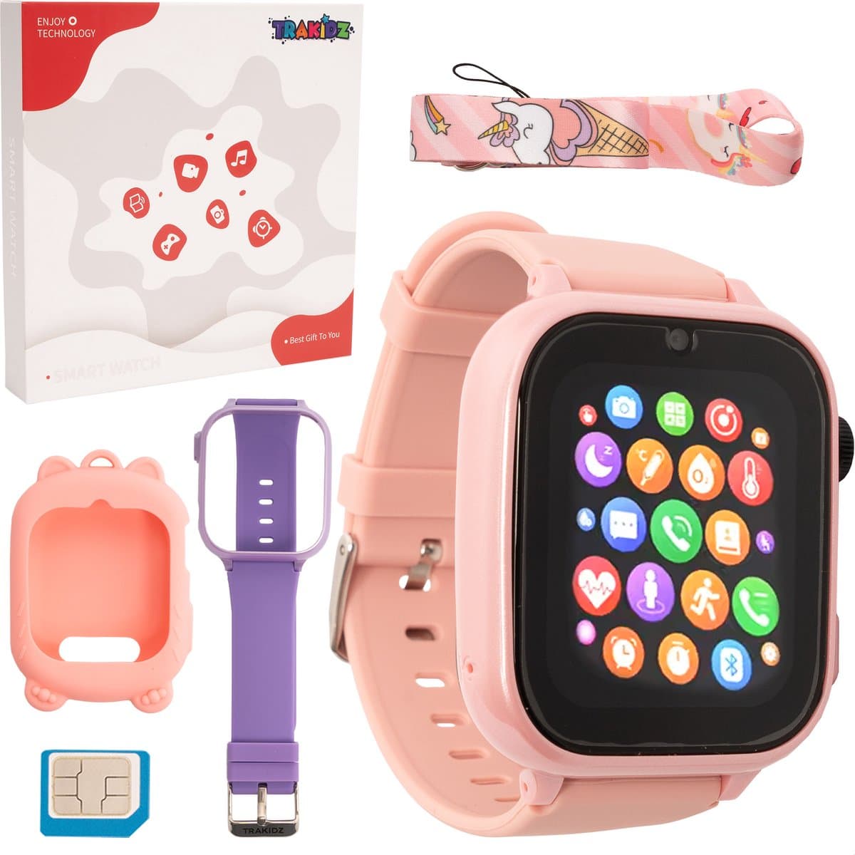 4G Smartwatch kinderen - GPS Horloge kind - HD Videobellen & Stappenteller - Speelgoed - Incl Simkaart