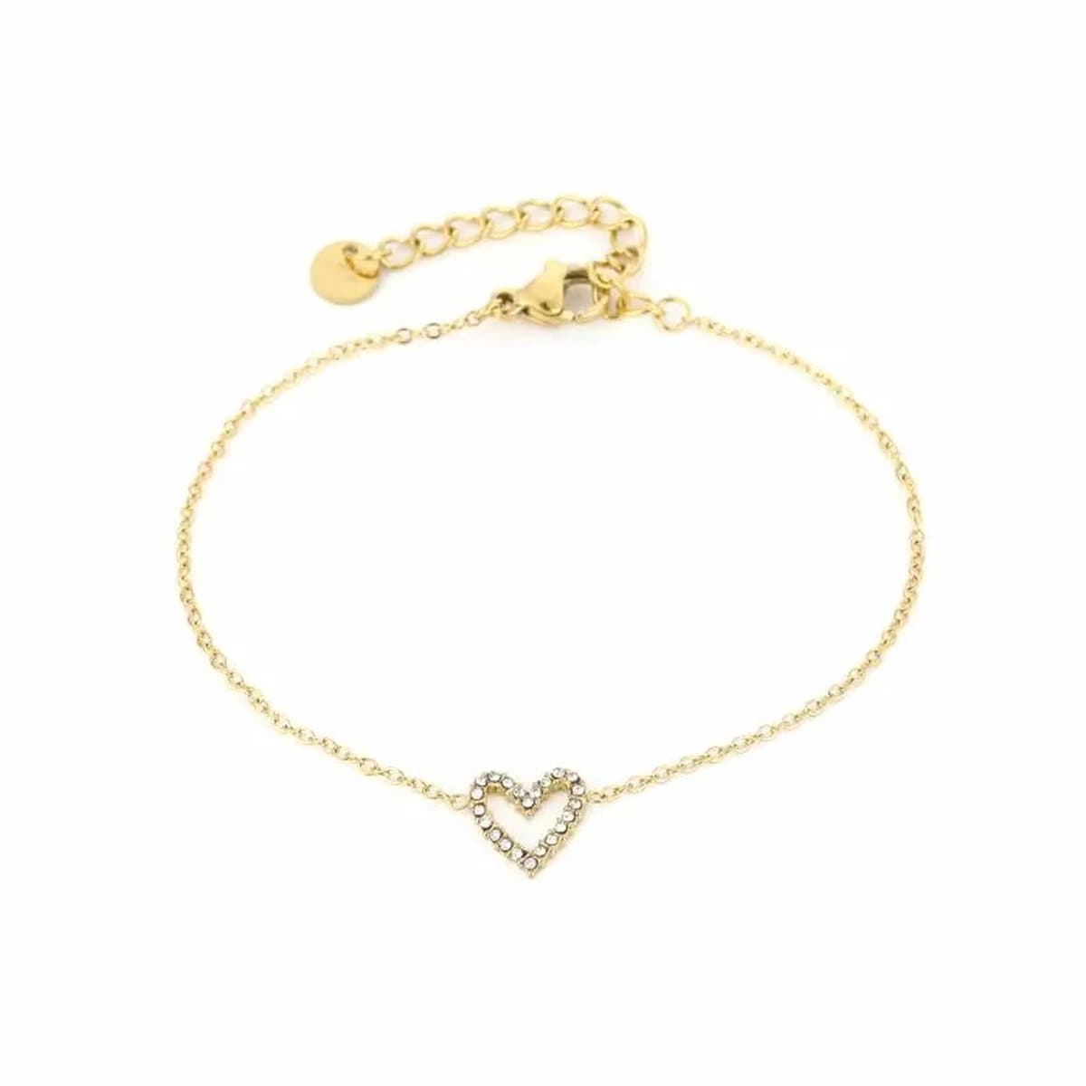Armband hart- zirkonia- goud