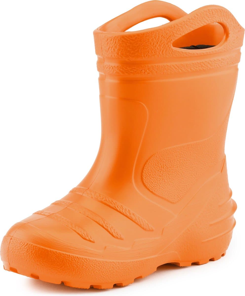 Ladeheid LA-KL-051 Kinder Regenlaarzen - Rubber - met Binnenschoen en Grepen - Waterdicht - EVA - Wasbare Binnenschoen – Oranje – 35