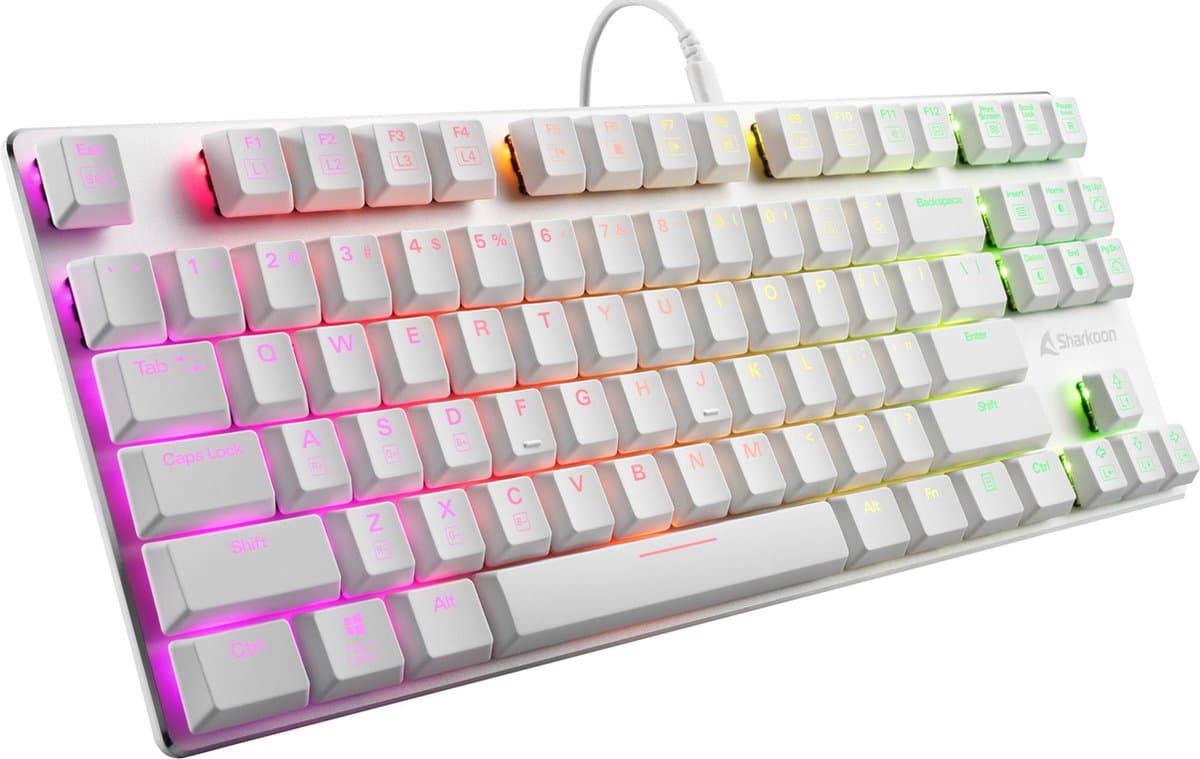 Sharkoon PureWriter TKL RGB Blue toetsenbord USB QWERTY Amerikaans Engels Wit