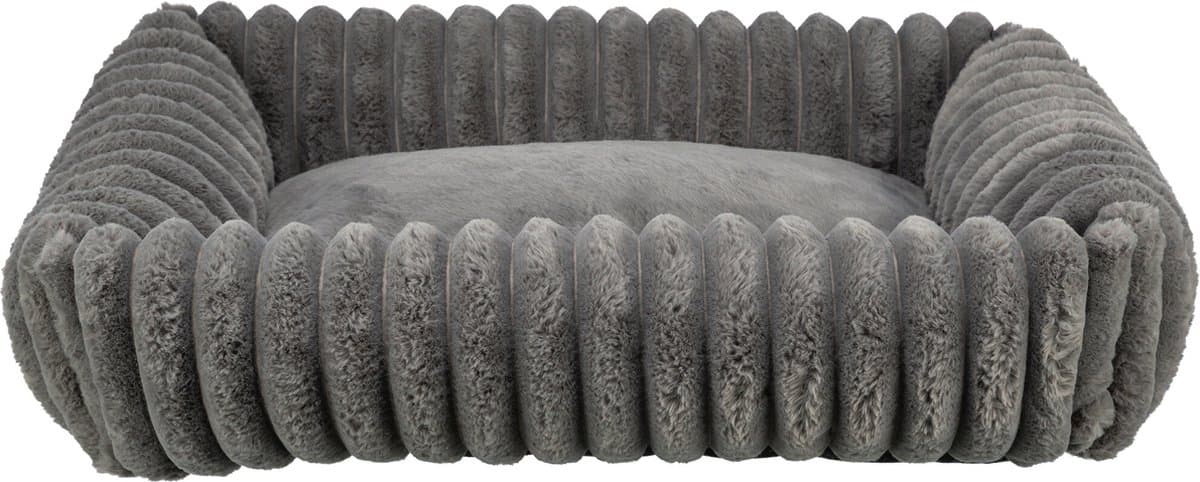 Trixie - Hondenmand Lonni - Ribfluweel - Hoekig - Grijs - 100X70 cm