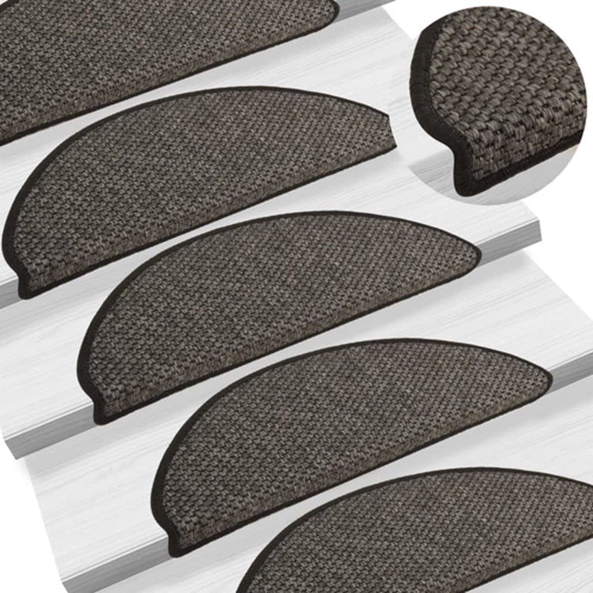 vidaXL - Trapmatten - zelfklevend - 15st - sisal-look - 65x21x4cm - antracietkleur