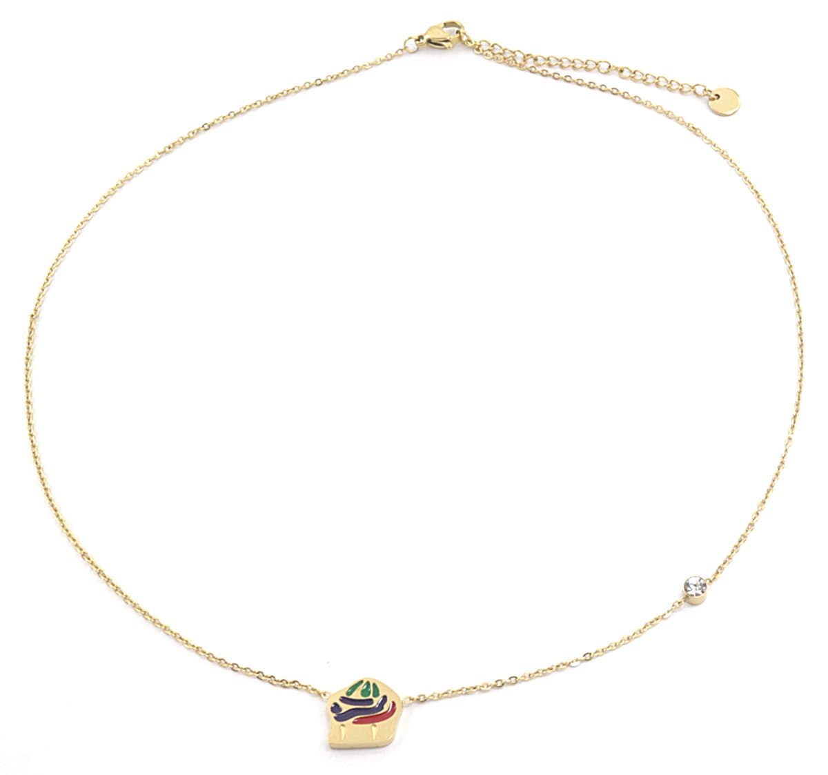 Ketting voor Kinderen - Cupcake - RVS - Lengte 35-41 cm - Goudkleurig