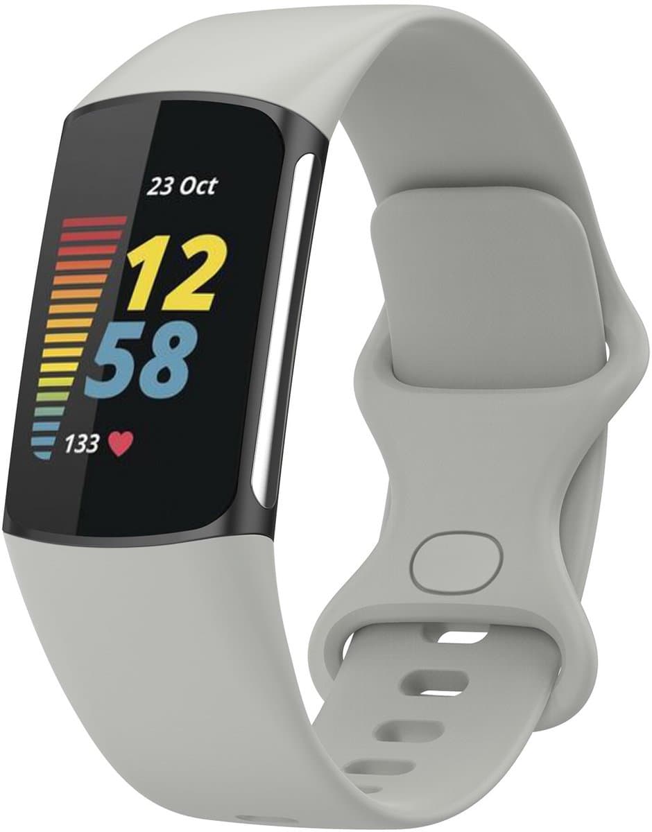 123watches sport band - grijs - ML - Geschikt voor Fitbit Charge 5 & 6