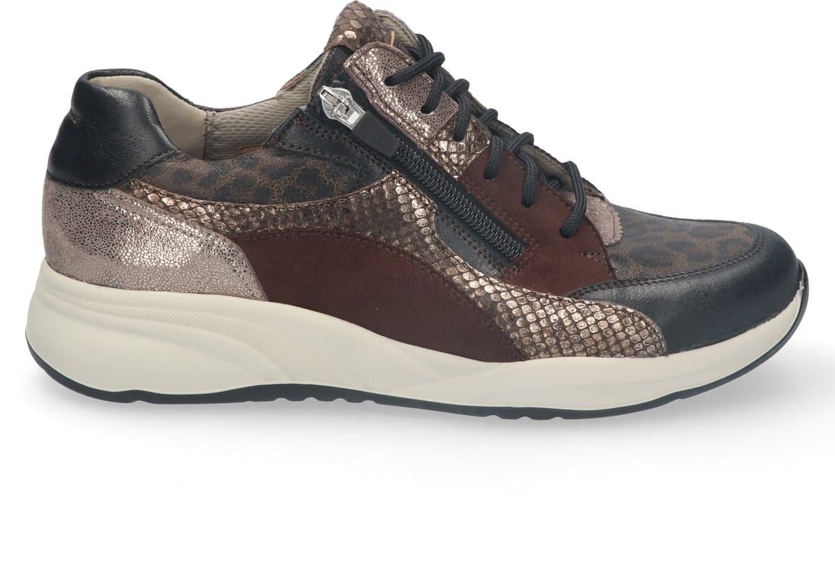 Durea 6318.608.2264 Zwart taupe d. bruin sneaker K-wijdte