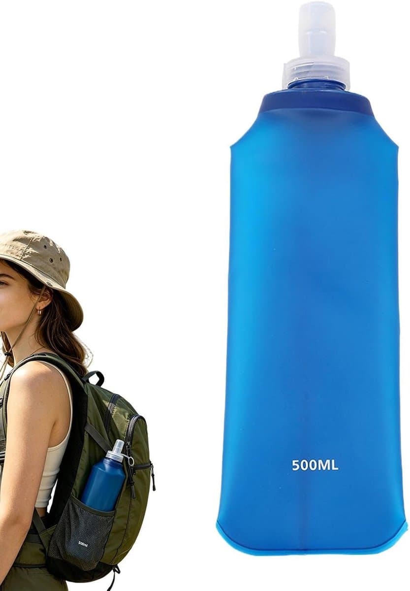 Opvouwbare Waterfles - Sport Drinkfles - Hydratatie Onderweg - Lekvrij Ontwerp - 500 ml - Blauw