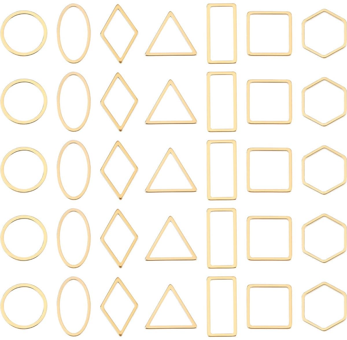 42 stks 7 Stijlen Gouden Linking Ringen 304 Roestvrij Staal Link Charms Rechthoek Connectors Charms Ovale Linking Ring voor Bengelen Kralen Hoepel Sieraden Maken 11,5-16mm lang