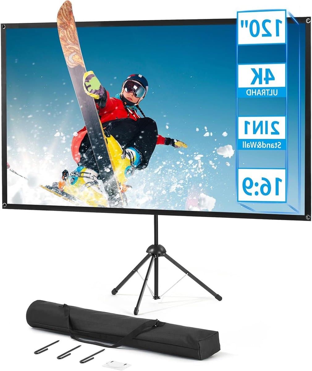Projectiescherm Statief - Draagbaar Scherm - Thuisbioscoop Creëren - Stabiele Aluminium Constructie - 120 Inch 16:9 - Wit