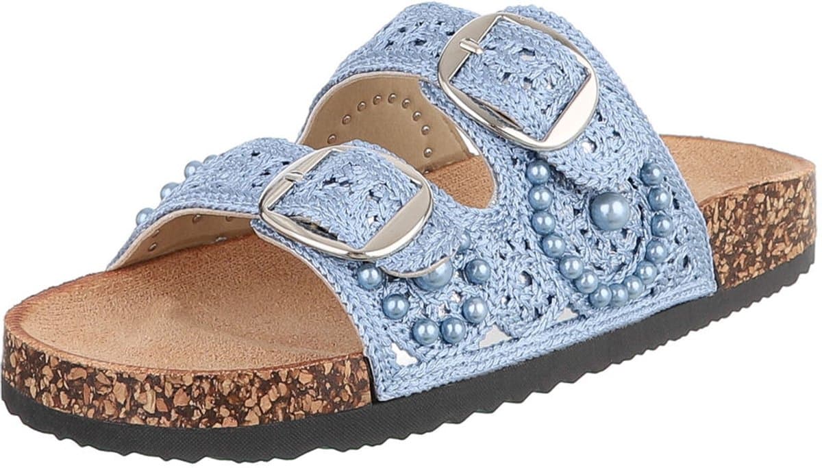 Dames slipper met gespen en pareldetail Mt:38