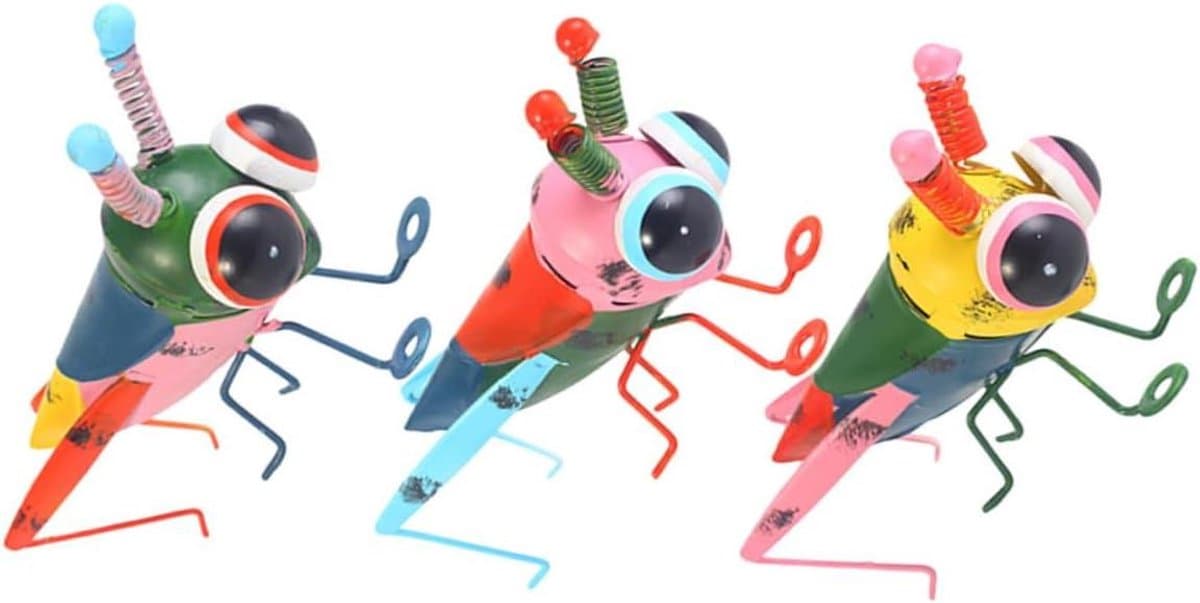 IJzeren sprinkhanen - Decoratie insecten - Tuin aankleden - Levendig en realistisch - 12 cm - Diverse kleuren