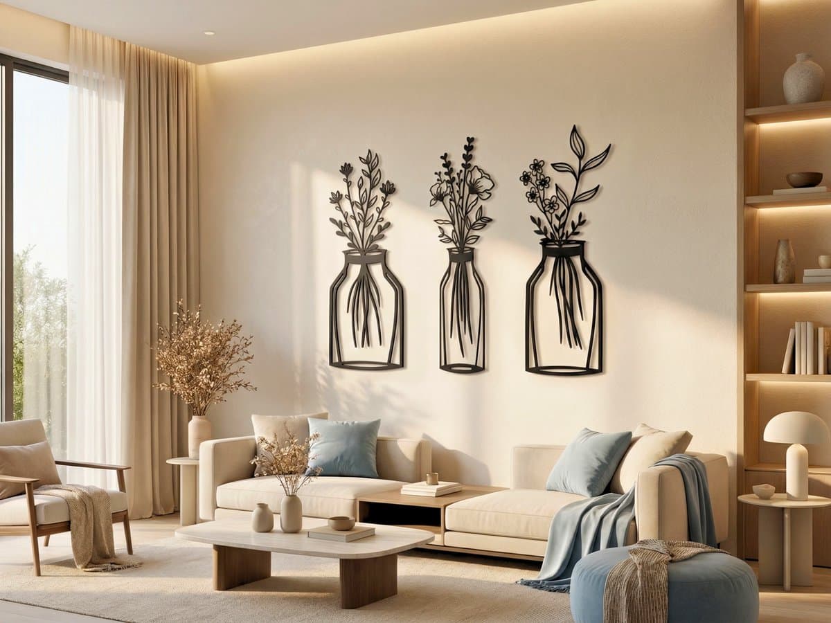 Wanddecoratie Bloemen, Houten Wandbeeld, 3D Wanddecoratie voor Thuis, Moderne Beelden voor Huis Kantoor Slaapkamer, Woonkamer en Keuken -65x60 cm