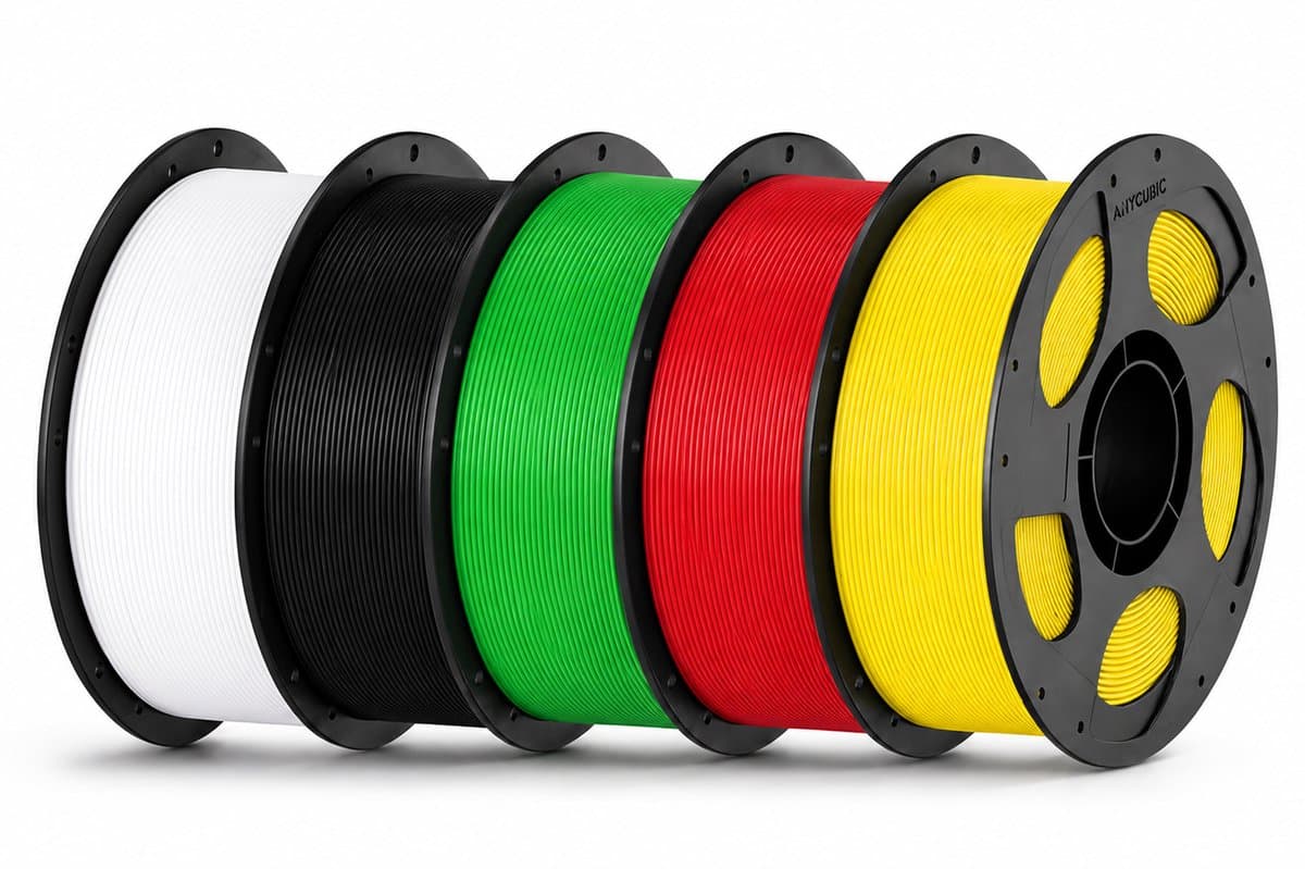 PLA Filament Bundel 5KG – Wit, Zwart, Groen, Rood & Geel – 1.75mm 3D Printer Filament Anycubic – Hoge Printkwaliteit – Snelle Levering, Morgen in Huis