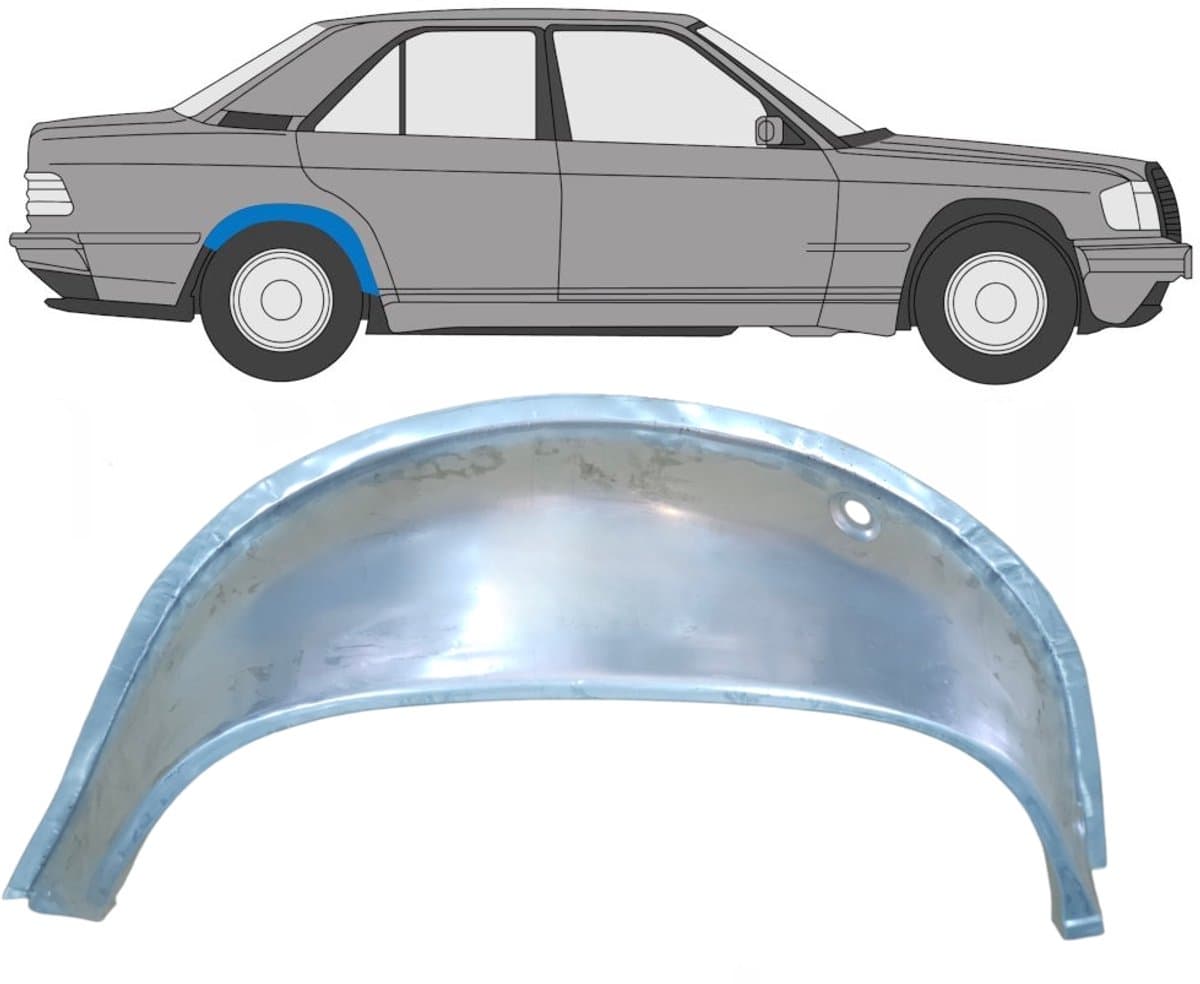 Reparatiepaneel achterste wielkast voor Mercedes 190 W201 1982-1993 / Rechts