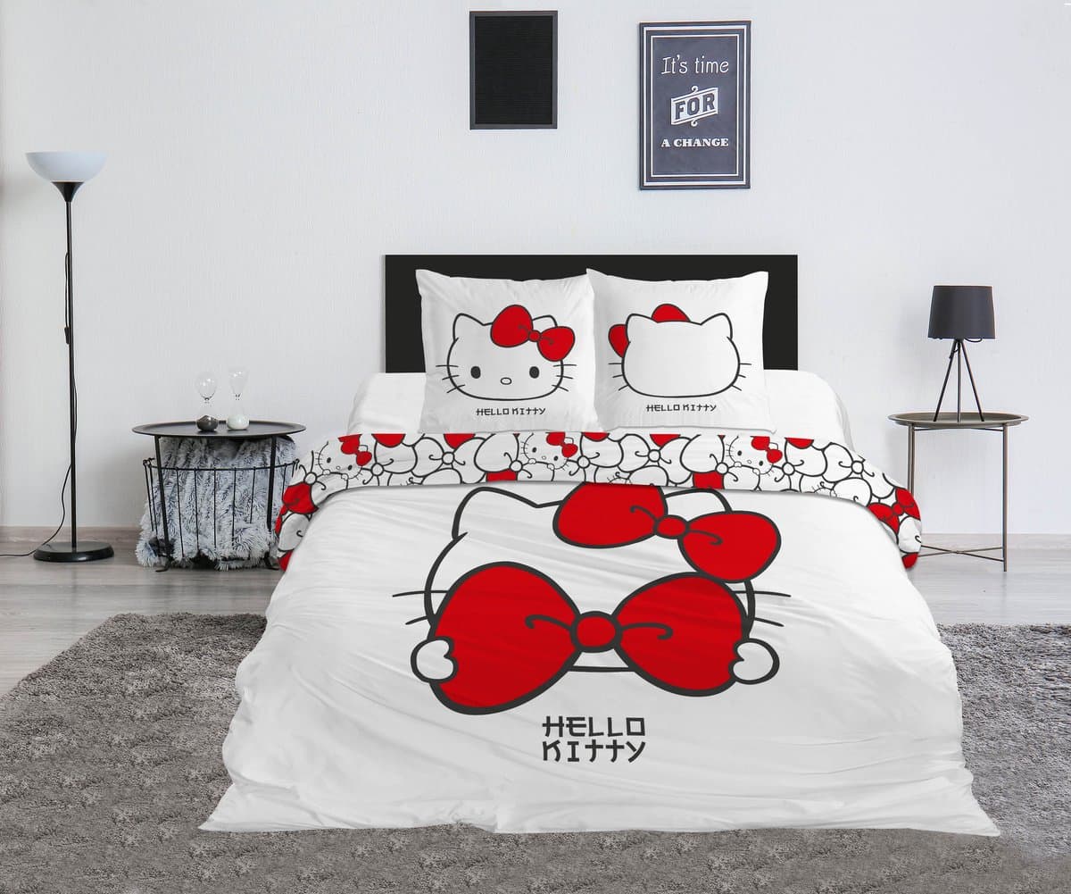 Hello Kitty Dekbedovertrek Red Bow - Lits Jumeaux - 240 x 220 cm - Polykatoen