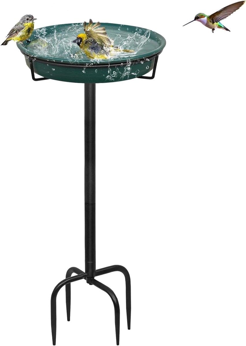 Vogeldrinkbak Staand - Vogelbad Voederplaats - Vogels Voeren - Versterkt Frame - 896 cm Hoog - Zwart