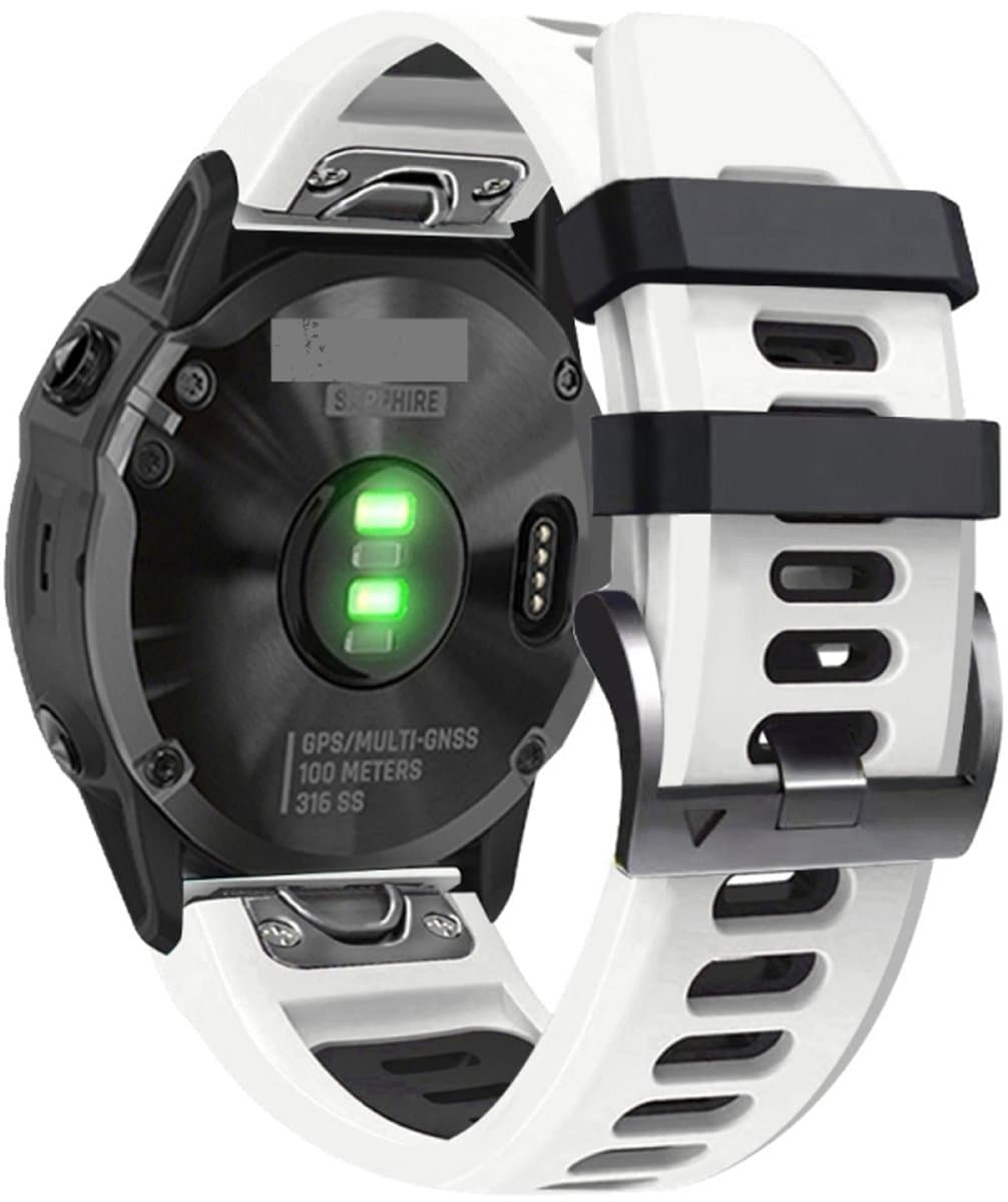 Voor Garmin Fenix 7x 26mm Silicone Sports Two-Color Watch Band (White+Black)
