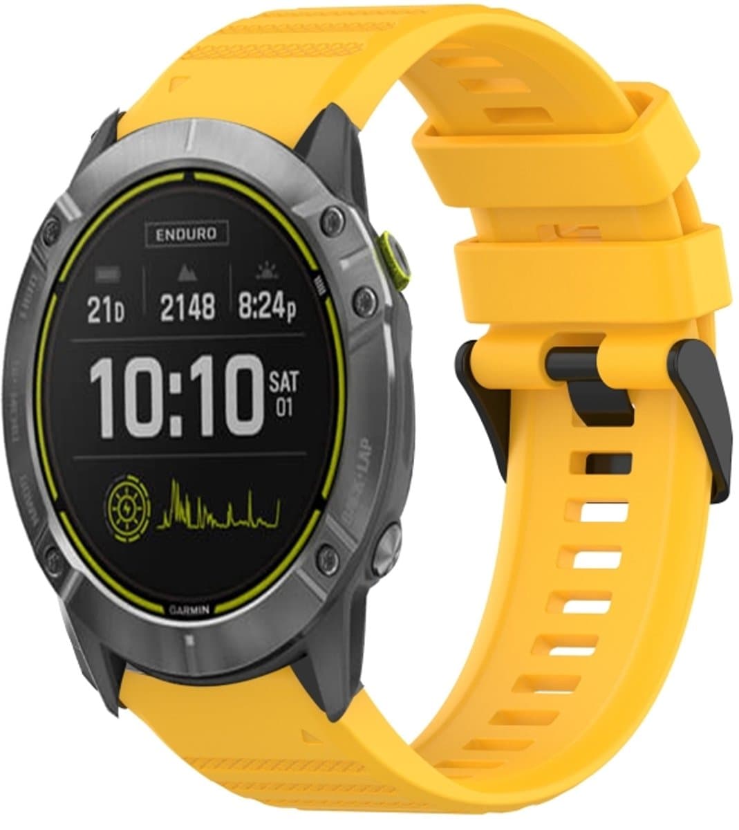Voor Garmin Enduro 26mm Horizontale Textuur Siliconen Horlogeband met Removal Tool (Geel)