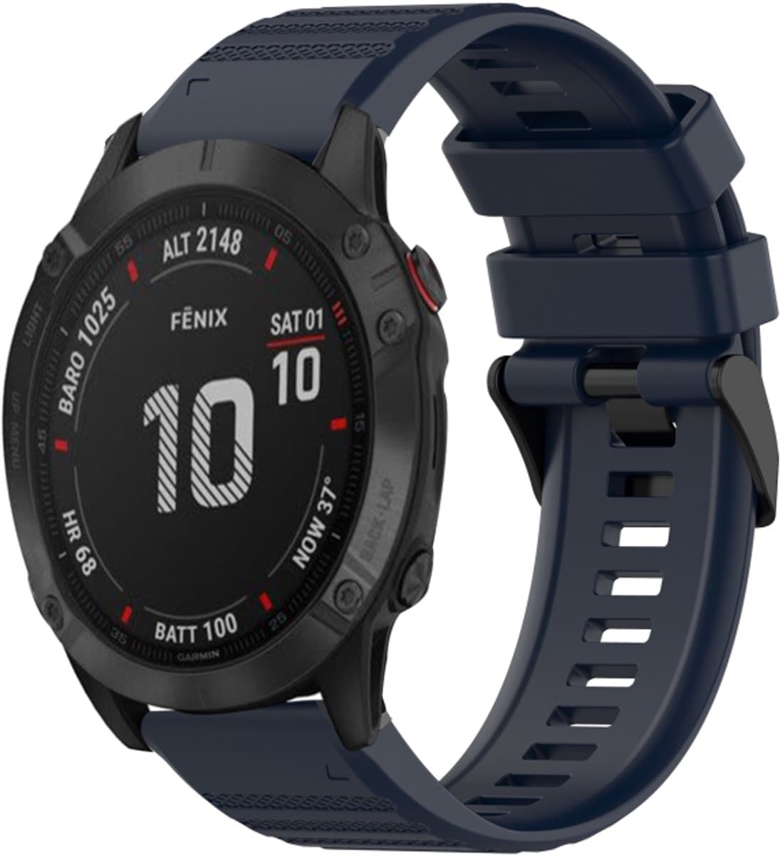 Voor Garmin Fenix 6 GPS 22mm Horizontale Textuur Siliconen Horlogeband met Removal Tool (Marineblauw)