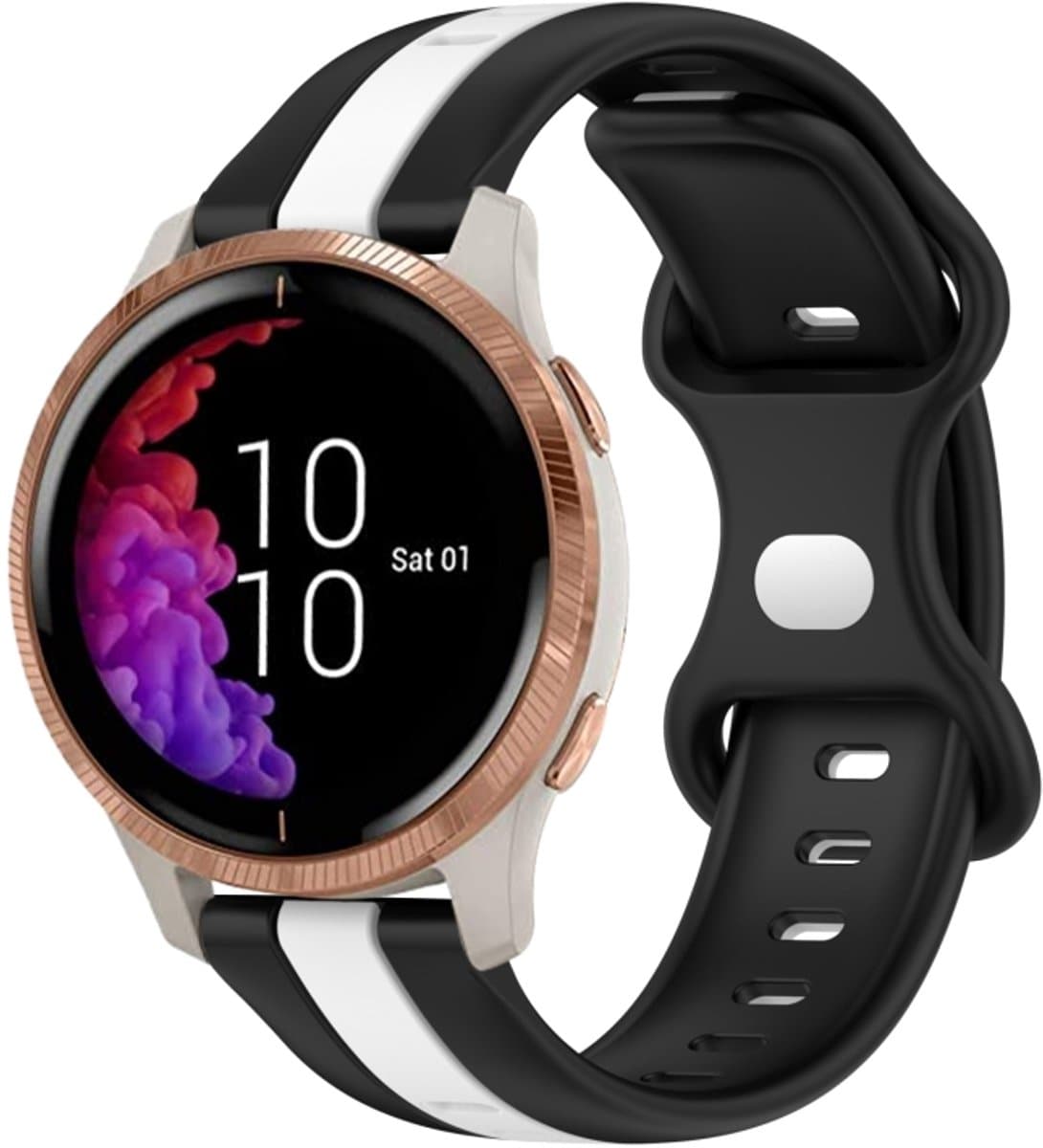 Voor Garmin Venu 20 mm vlindergesp tweekleurige siliconen horlogeband (zwart + wit)