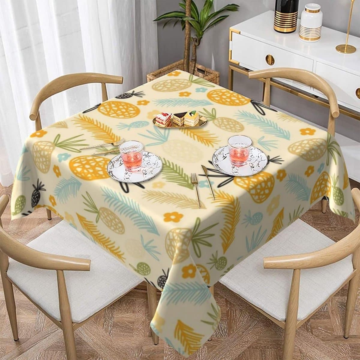 Tafelkleed - Tafeldecoratie - Tafel Beschermen - Ananas Patroon - 152 x 152 cm - Multicolor