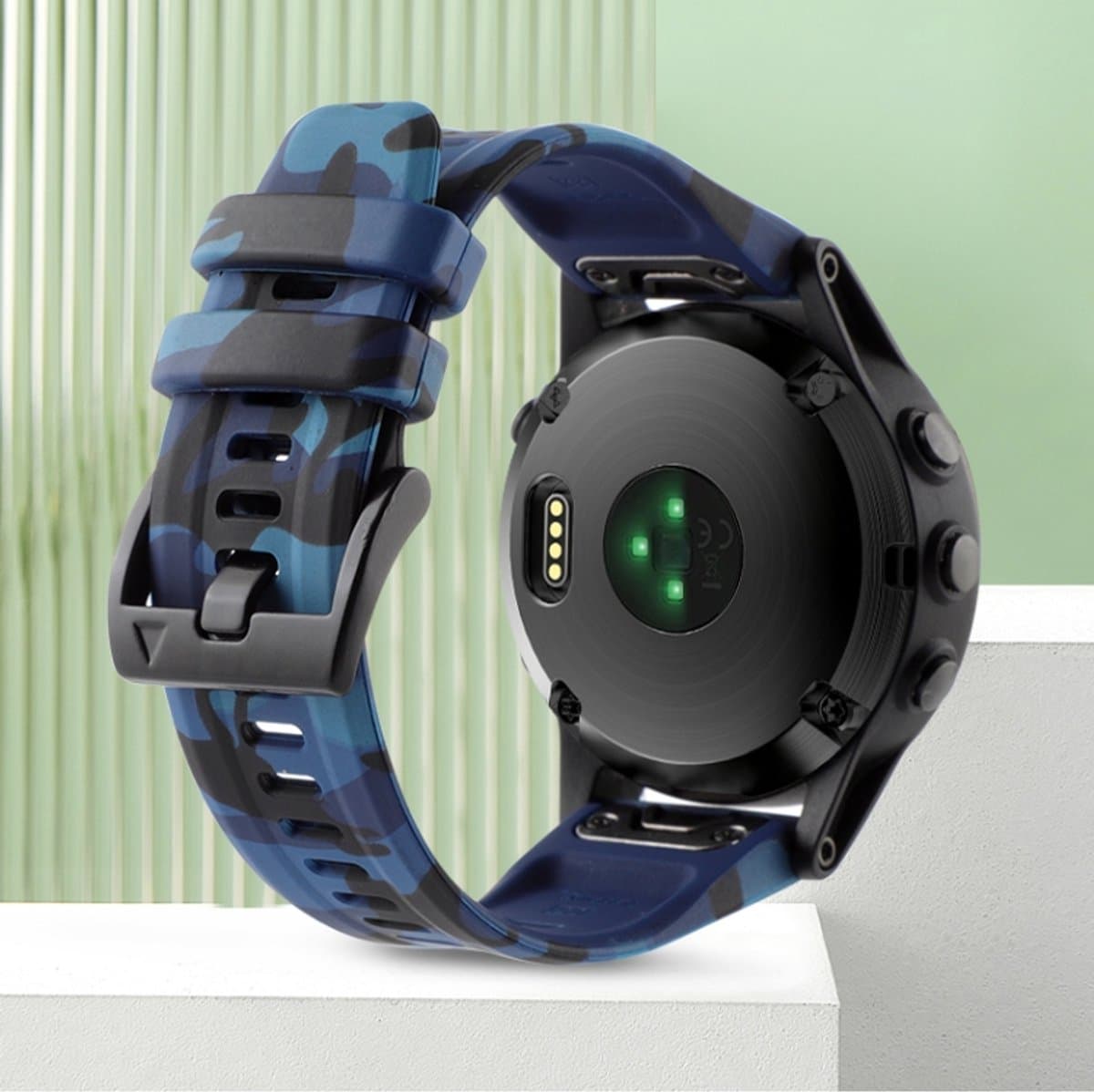 Voor Garmin Fenix 6X Sapphire 26 mm camouflage siliconen horlogeband (camouflageblauw)