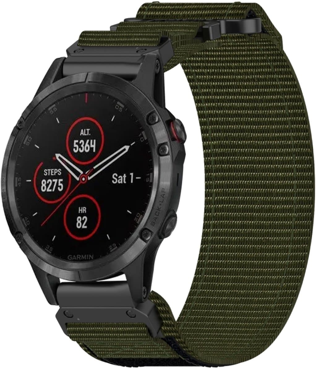 Voor Garmin Fenix 5 22 mm nylon klittenbandsluiting horlogeband (legergroen)