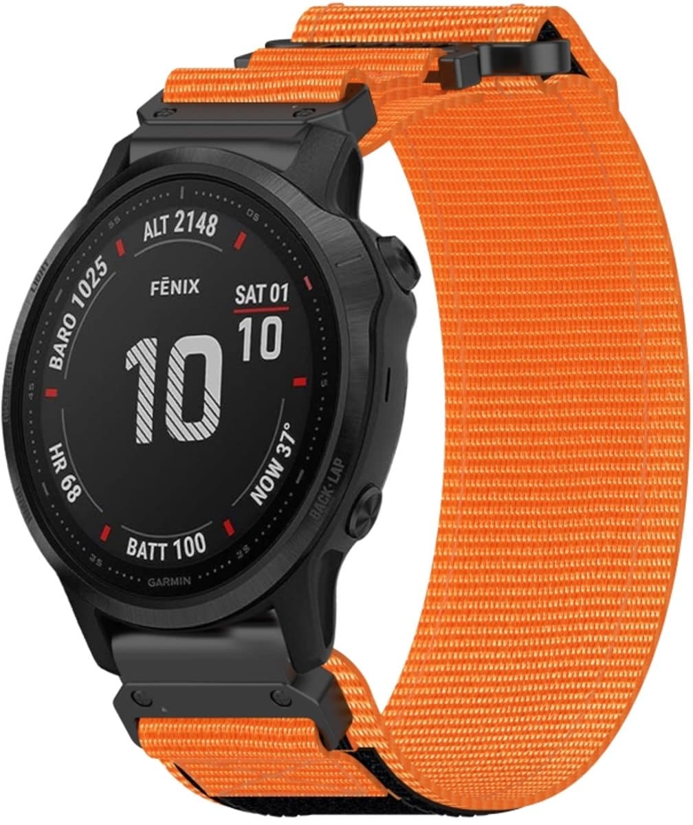 Voor Garmin Fenix 6S Pro 20 mm nylon klittenbandsluiting horlogeband (oranje)