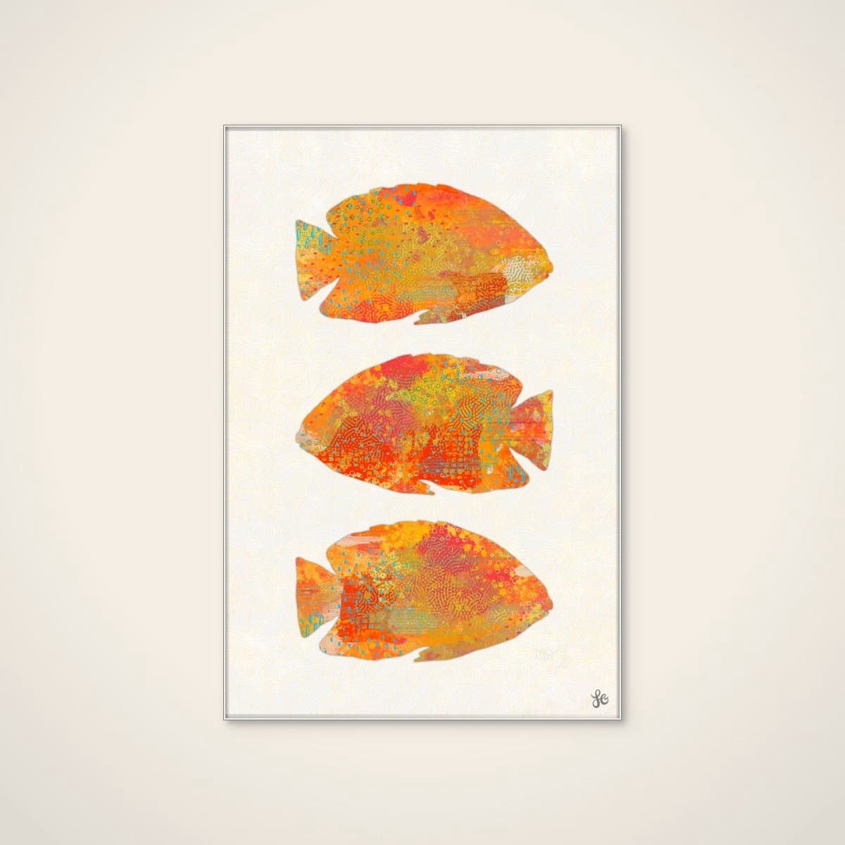 Akoestisch schilderij - 60 x 90 cm - Vibrant Tropical Fish van Laura H Gibson - Dieren wanddecoratie - wit textielframe