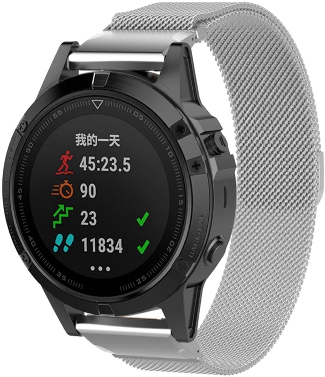 Voor Garmin Fenix 7x Milanese band horlogeband (zilver)