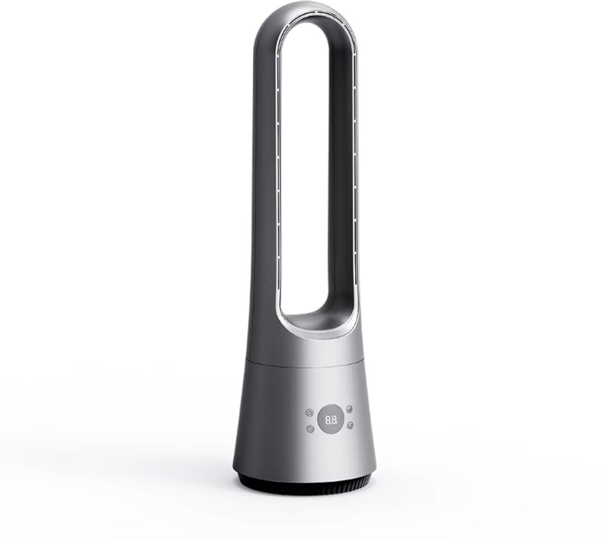 oROMI Bladloze Torenventilator 63 cm – 45W – 3 Snelheden en 3 Windmodi – Afstandsbediening – 24-uurs Timer – Oscillatie – Aromafunctie – Zilver