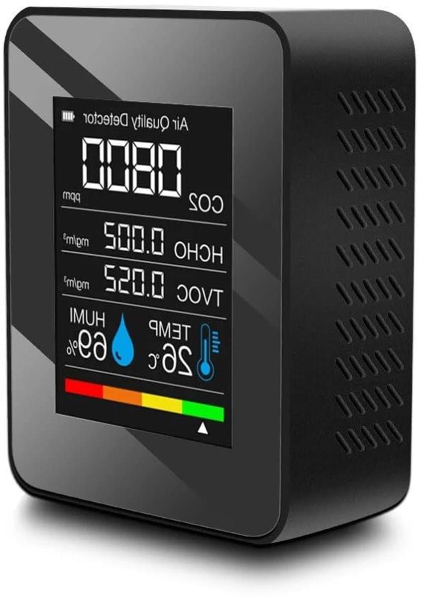 Luchtkwaliteitsmonitor - Luchtmeter - Binnenlucht Meten - 5-in-1 Detector - 1200mAh Batterij - Zwart
