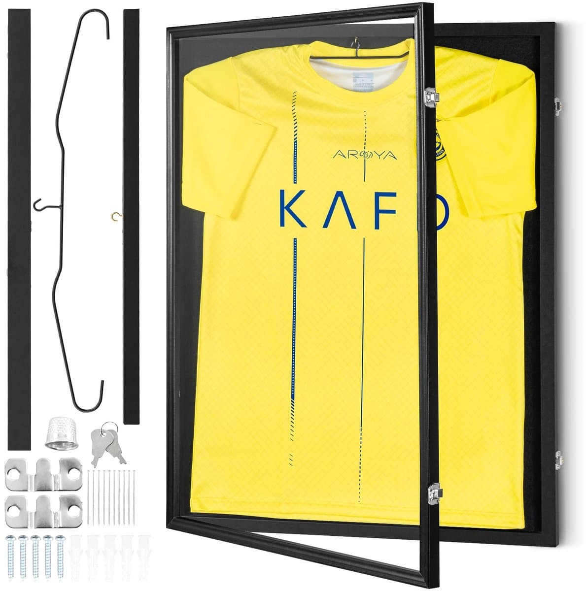 Brandistry - Sportshirt Display Frame - Jersey Display Frame - Fotolijst - Afsluitbaar - Voetbalshirt - Sportshirt - 79x59cm - Zwart