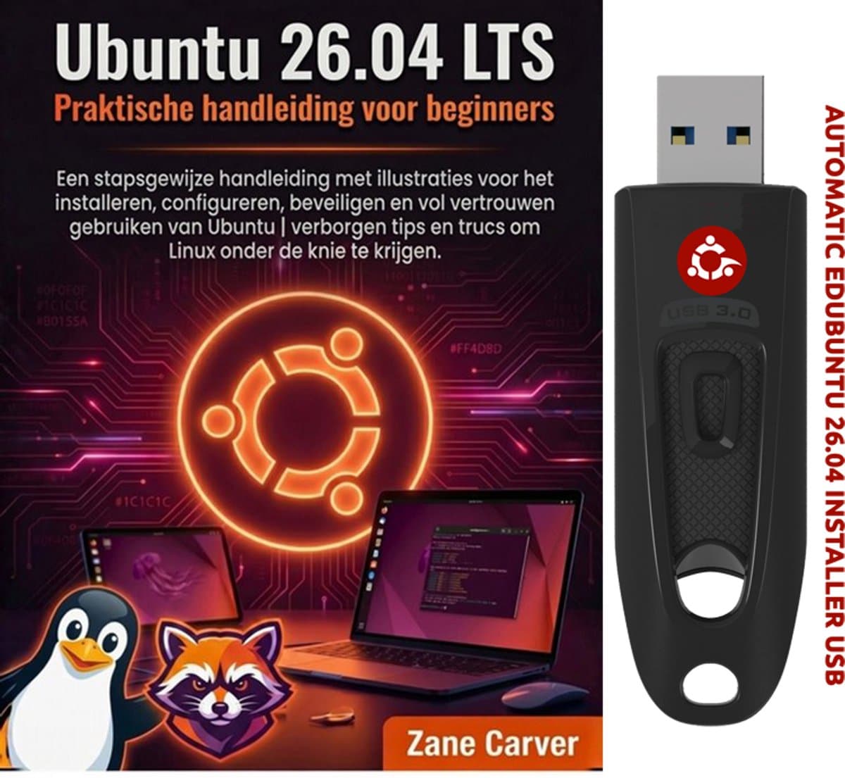 Edubuntu opensource installatie usb stick voor schoolcomputers met boek Nederlands